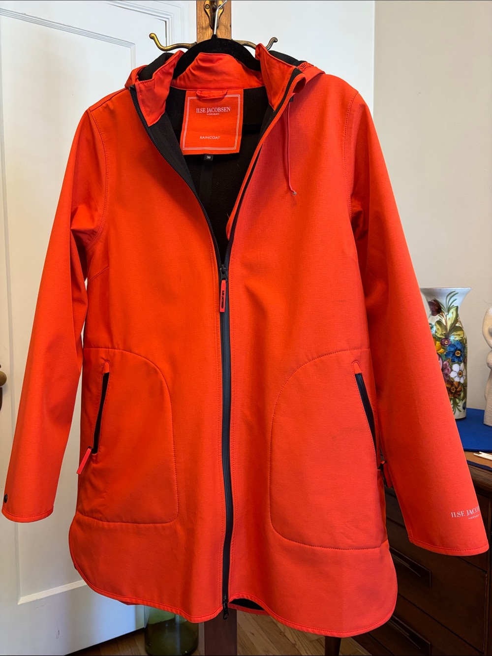 Ilse Jacobsen Womens’ Bright Orange Hooded Raincoat
